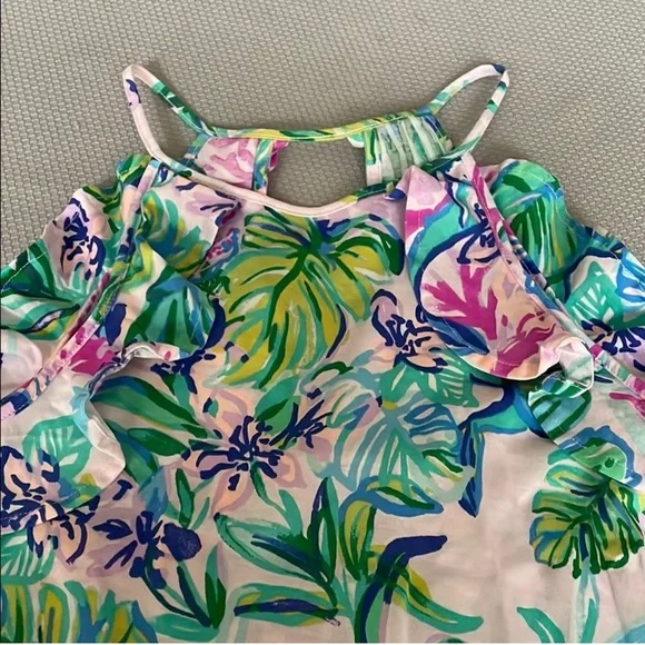 Lilly Pulitzer Floral Sleeveless Billie Ruffle Dress Mermaid In The Shade XS - Picture 8 of 11